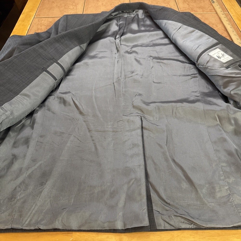 Jack Victor Suit Gray Plaid 44L Pants 38 x 32 Super 110s Wool Pinstripe 2 Piece - Picture 3 of 16